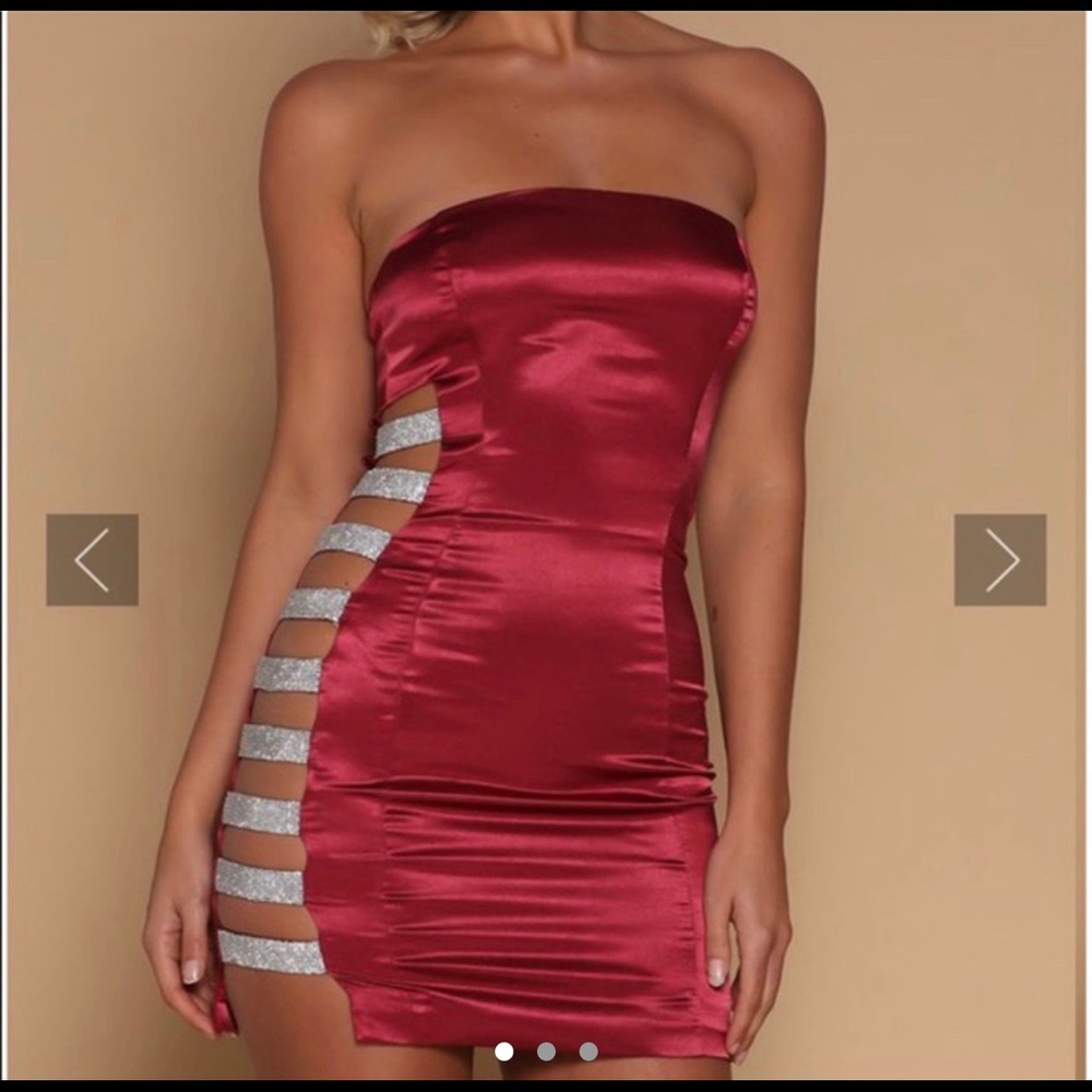 Meahki alessia satin red dress